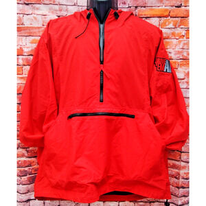 Vantage Anorak Jacket Red 1/2 Zip Red Windbreaker Men's XL Vintage